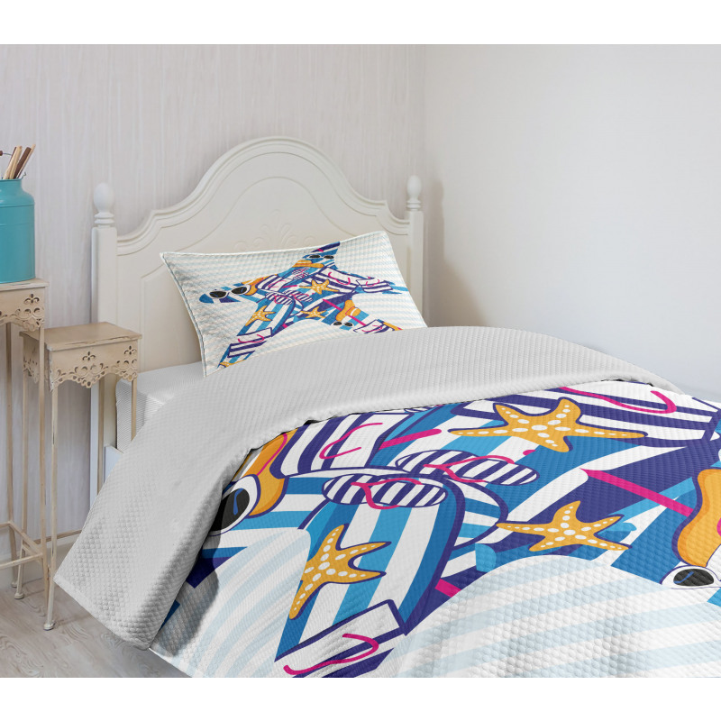 Cartoon Sea Star Bedspread Set