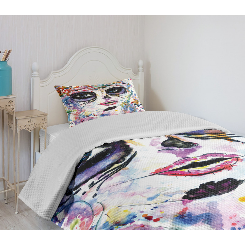 Creepy Makeup Girl Bedspread Set