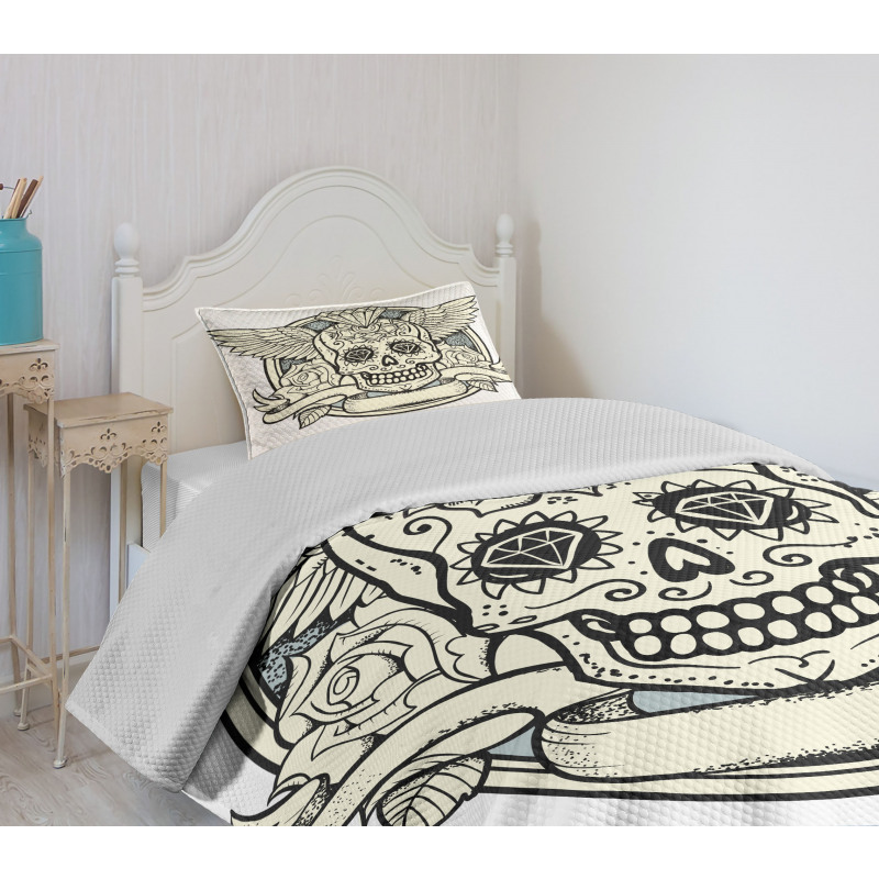 Calavera Diamond Bedspread Set