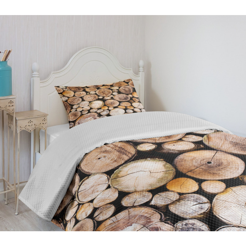 Wooden Logs Oak Tree Bedspread Set