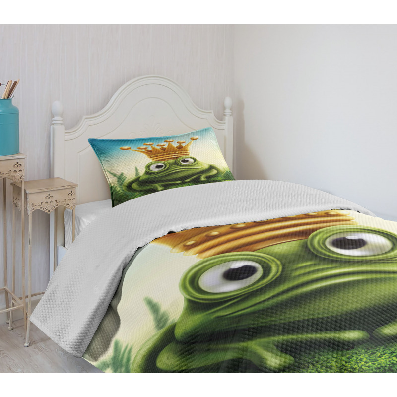Frog Prince on Moss Stone Bedspread Set
