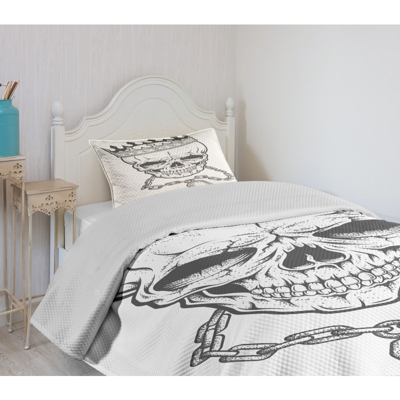 Skull Hip Hop Style Sketch Bedspread Set