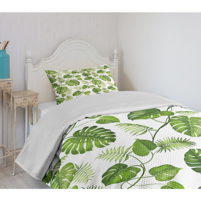 Swirls Palm Banana Trees Bedspread Set