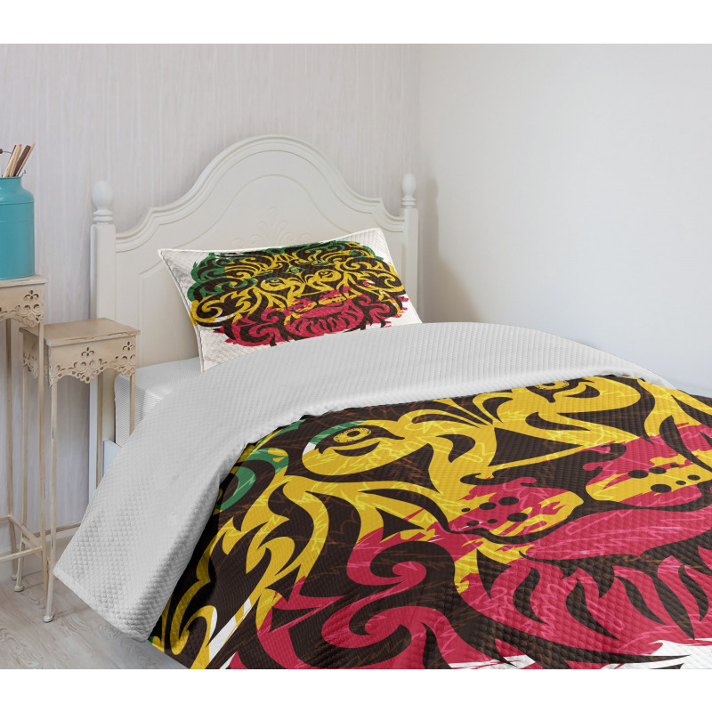 Ethiopian Wild Lion Head Bedspread Set