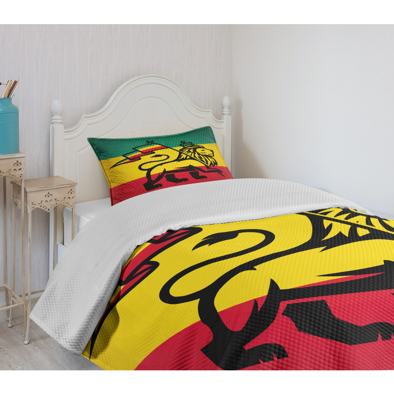 Judah Lion Rastafari Flag Bedspread Set
