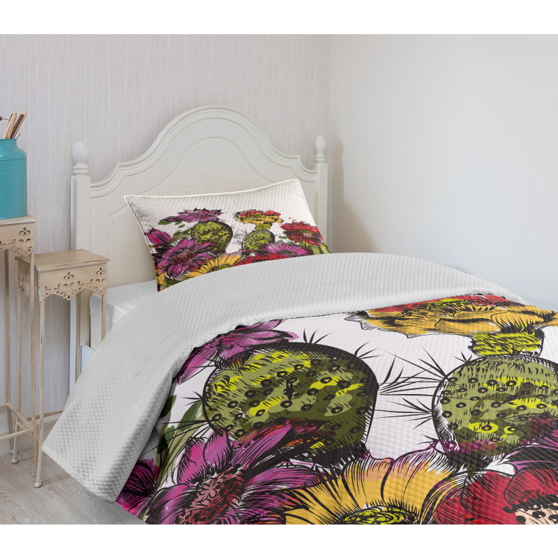 Potted Plant Blossom Bedspread Set