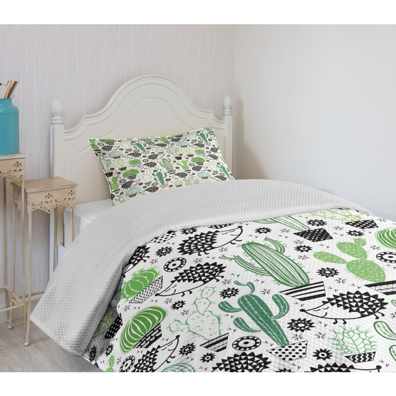 Hedgehog Saguaro Cartoon Bedspread Set