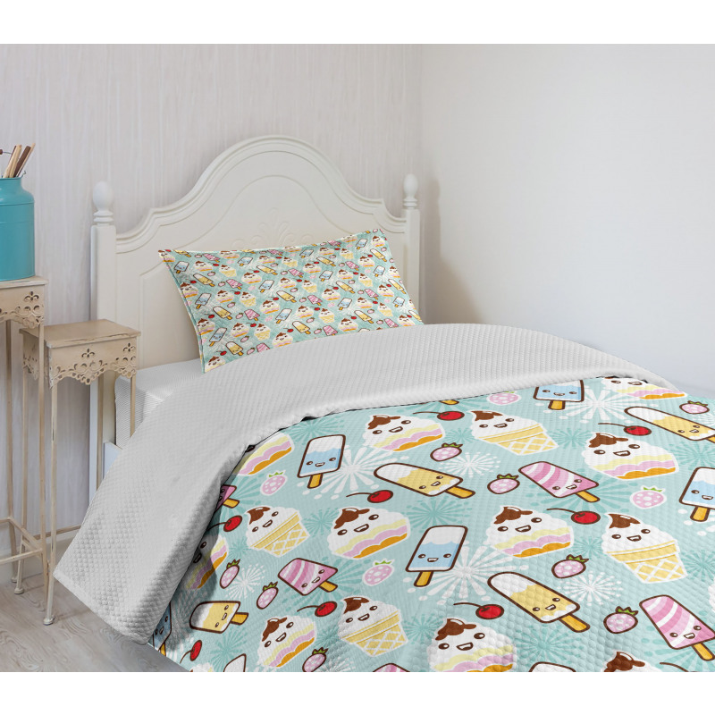 Cupcake Faces Bedspread Set