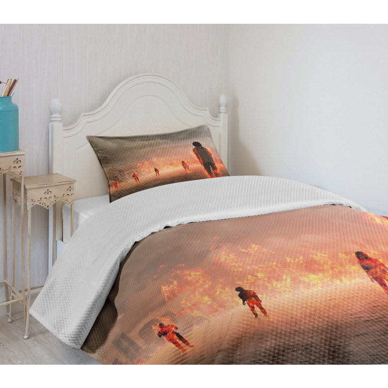 People in Flame Bedspread Set