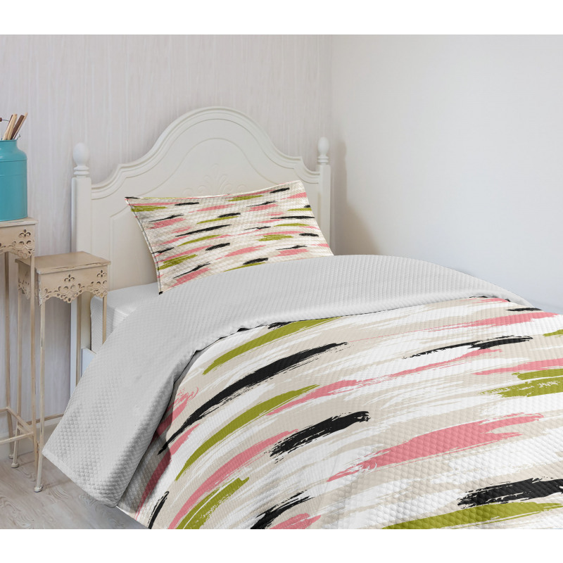 Thick Brushstrokes Stripes Bedspread Set