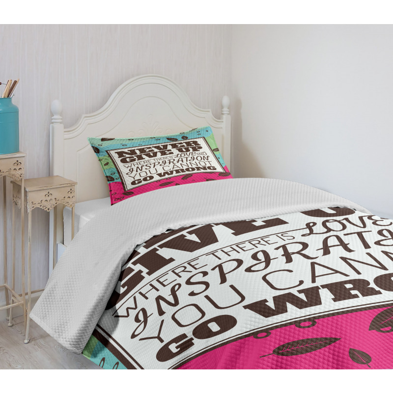 Never Give up Frame Retro Bedspread Set