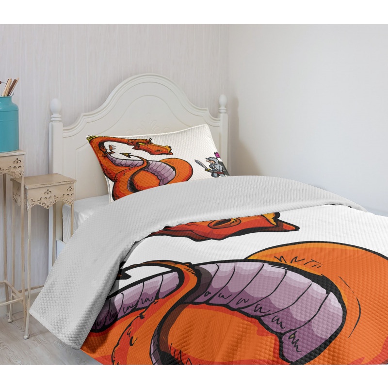 Cartoon Knight Sketch Bedspread Set