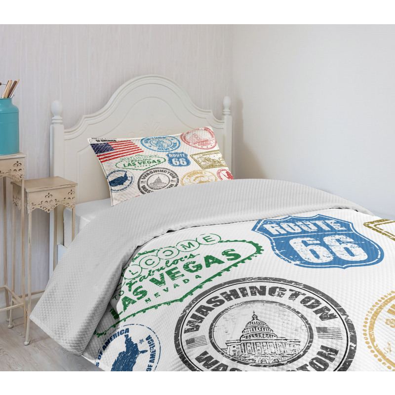 Grunge Stamps Bedspread Set