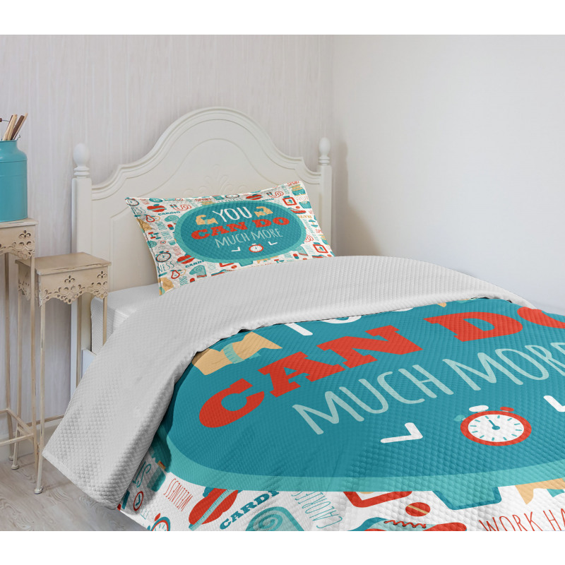 Encouraging Gym Phrase Bedspread Set