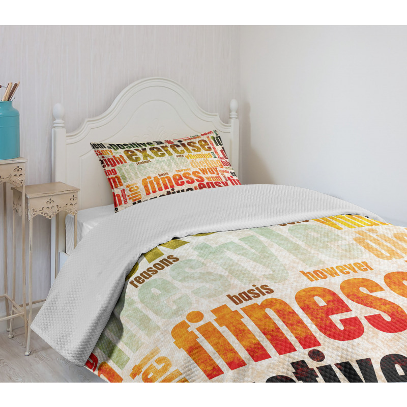 Grunge Frame with Words Bedspread Set