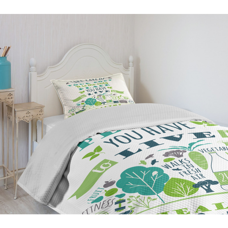 Positive Life Phrase Bedspread Set