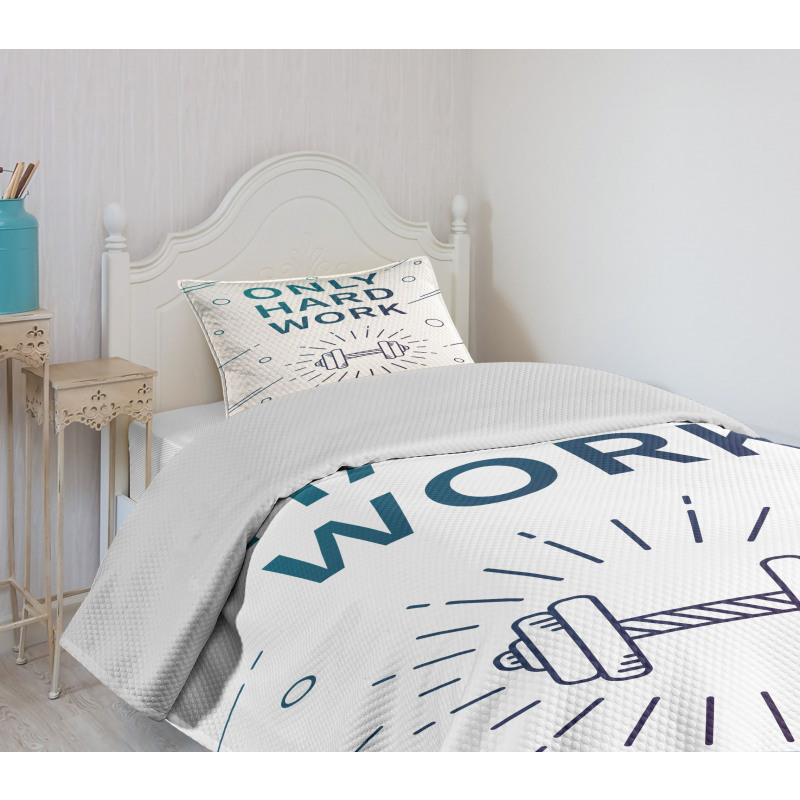 Sports Words Dumbbell Bedspread Set