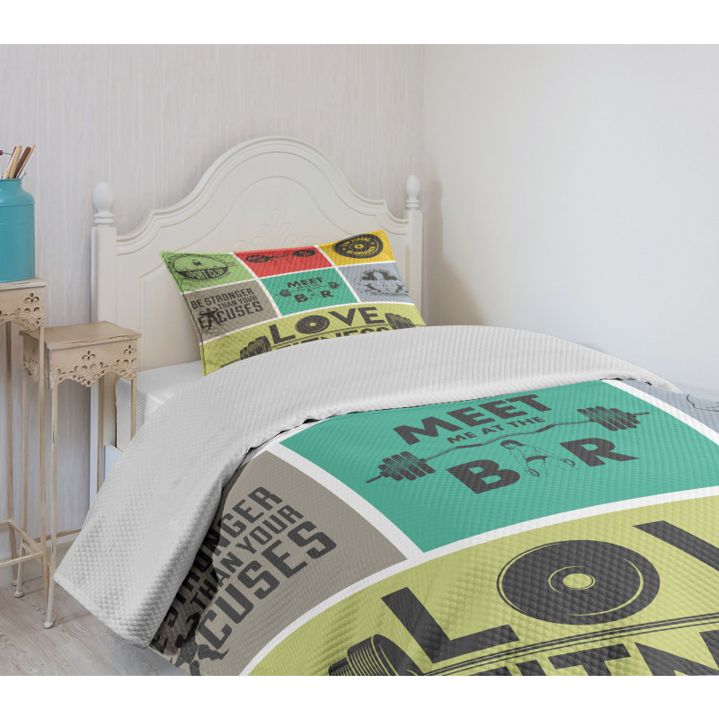 Various Words in Frames Bedspread Set