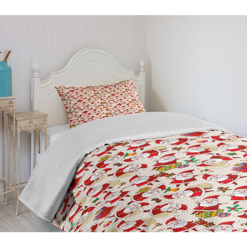 Cartoon Santa Claus Bedspread Set