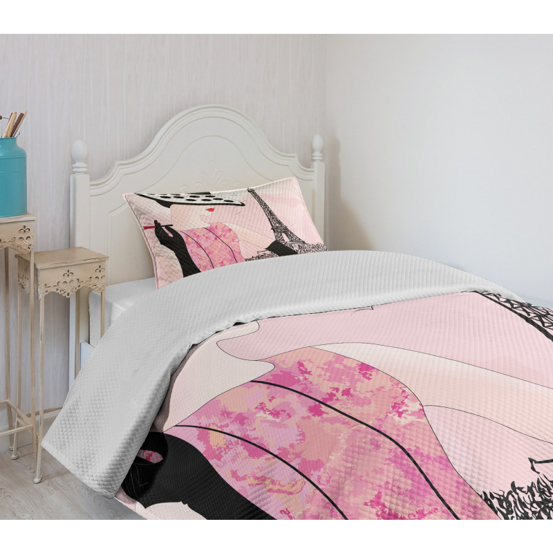 Woman Eiffel Tower Bedspread Set