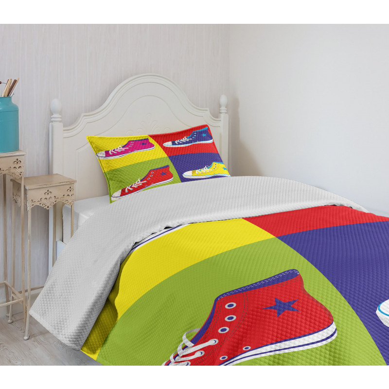 Retro Sport Shoes Bedspread Set