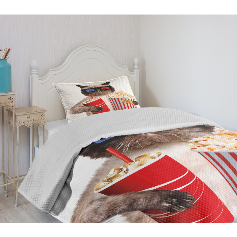 Cat Popcorn Bedspread Set