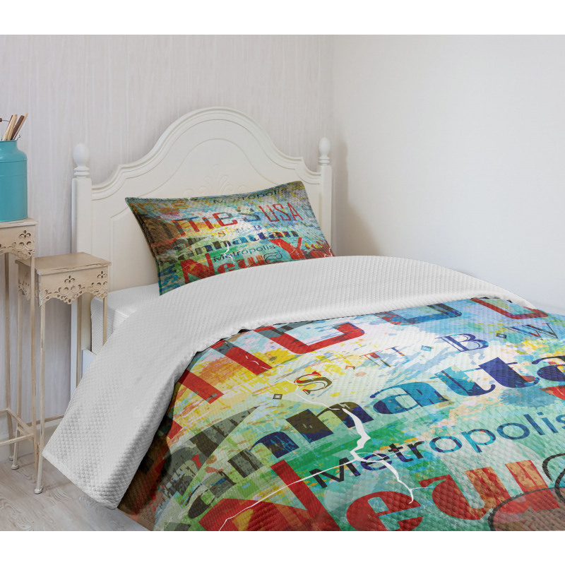 Grunge Words Culture Bedspread Set