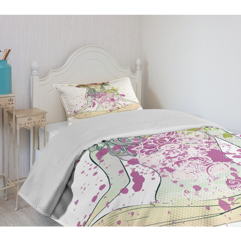 Girl Floral Wreath Lotus Bedspread Set