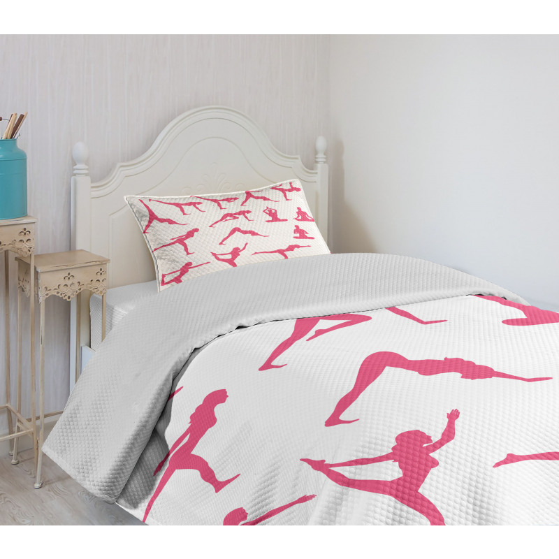 Pink Silhouettes Flexing Bedspread Set