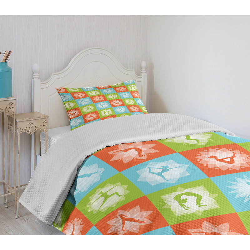 Mind and Body Poses Lotus Bedspread Set