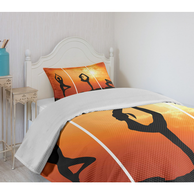 Women Practice at Sunset Bedspread Set