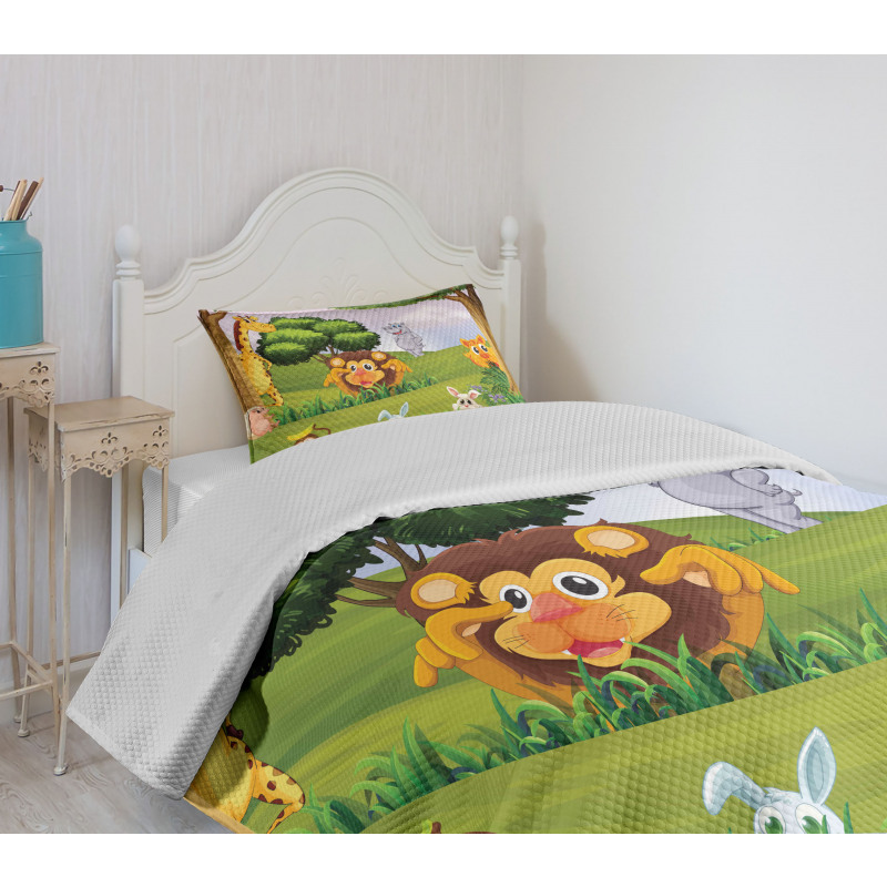 Animals in Forest Safari Bedspread Set