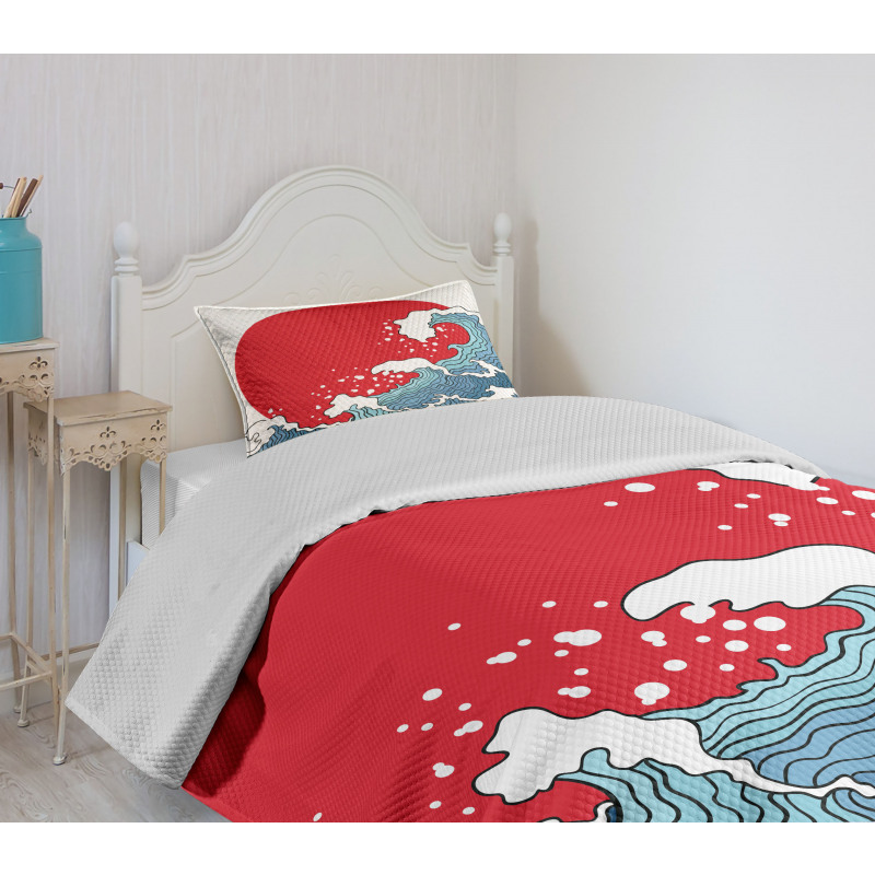 Red Sun Tsunami Bedspread Set