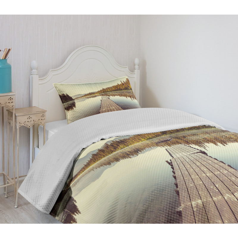 Wooden Pier on the Lake Bedspread Set