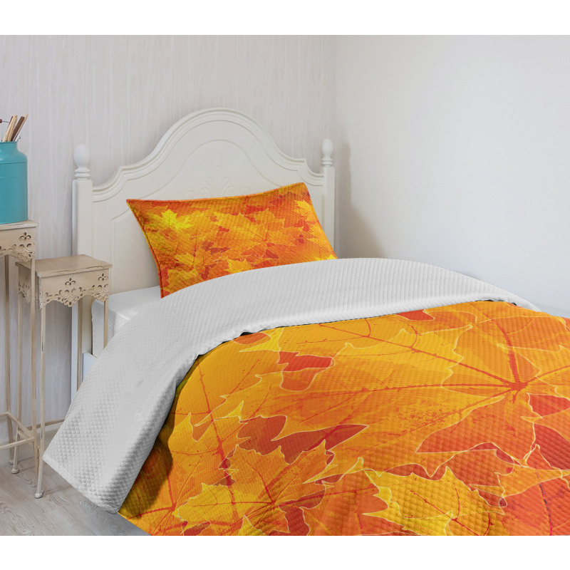 Maple Botany Foliage Leaf Bedspread Set