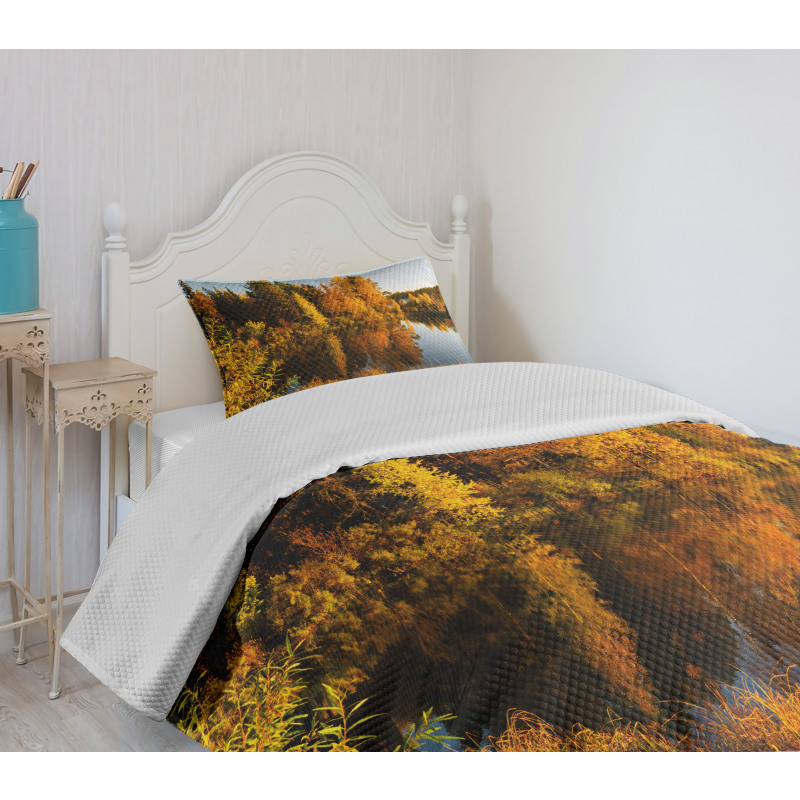 Lake Woodland at Sunset Bedspread Set