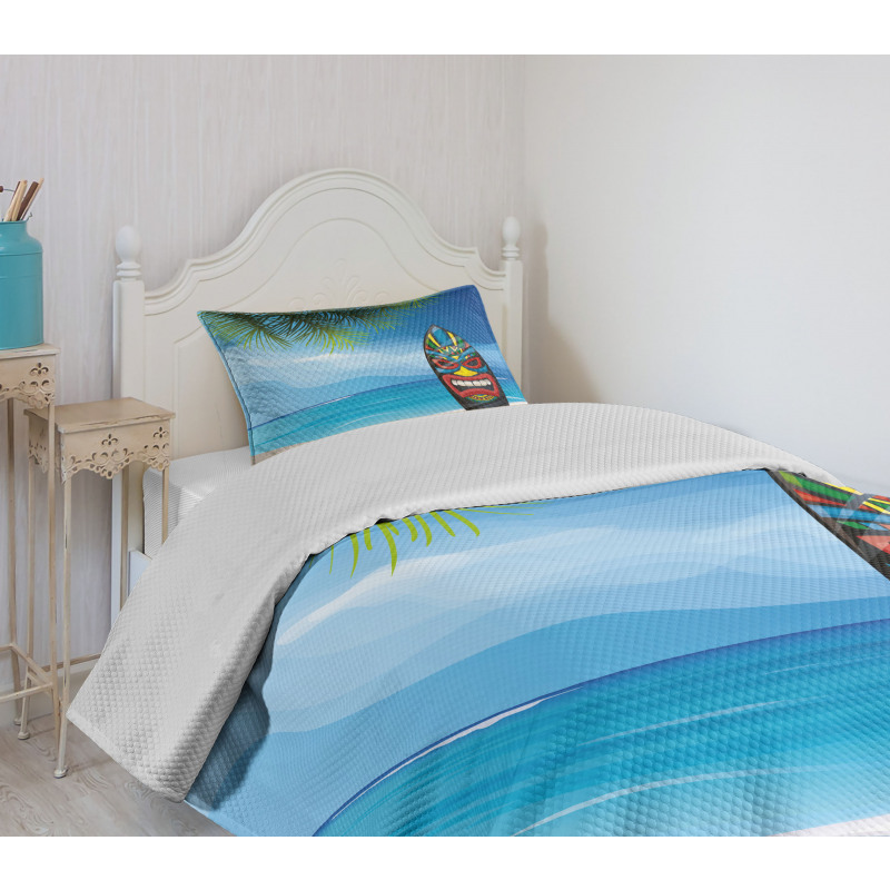 Tiki Surfboard Bedspread Set