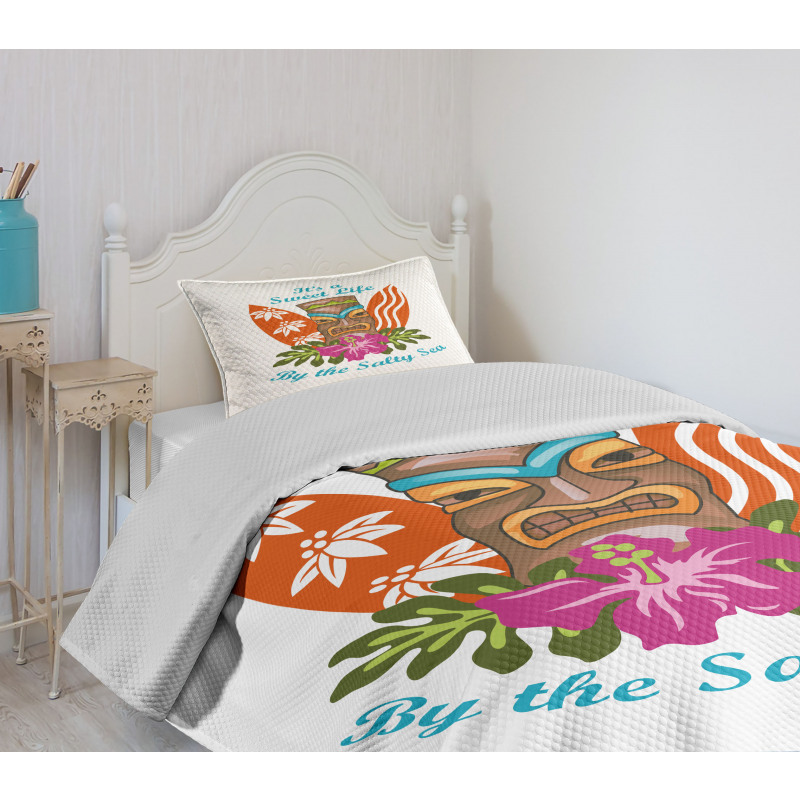 Words Hibiscus Bedspread Set