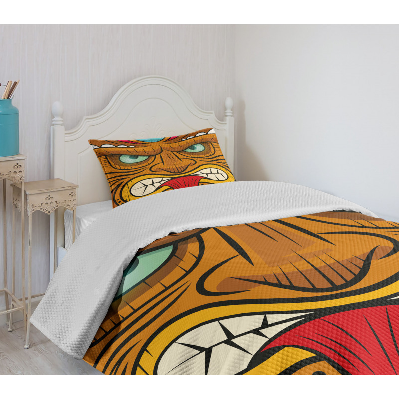 Angry Face Totem Bedspread Set