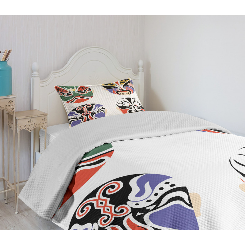 Chinese Opera Mask Bedspread Set