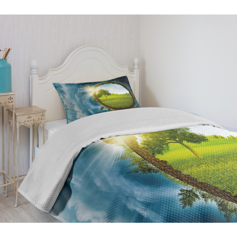 Circle Greenery Clouds Bedspread Set