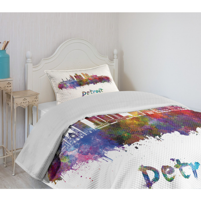 Watercolor Art Skyline Bedspread Set
