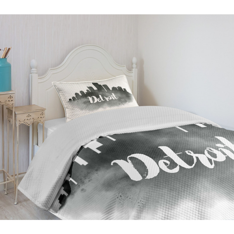 Black Smoky Cityscape Bedspread Set