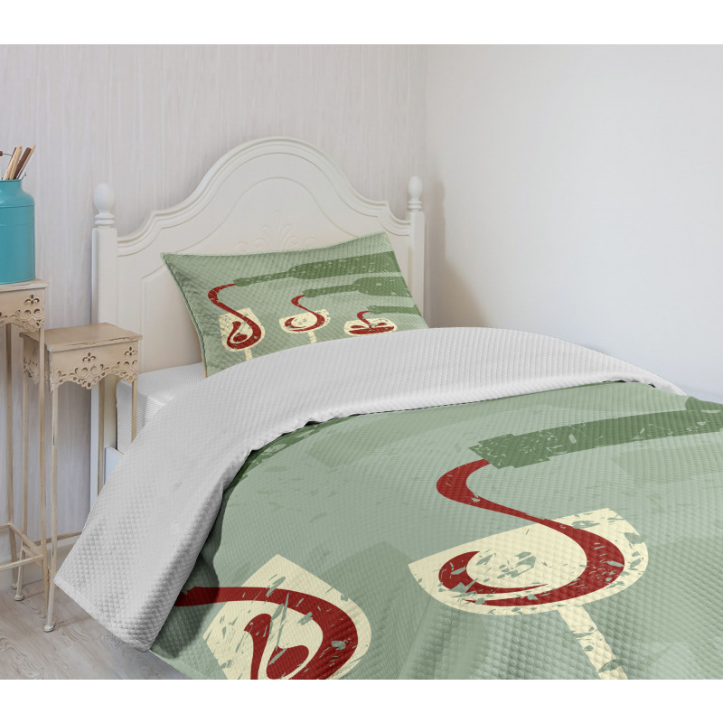 Grunge Retro Wine Pouring Bedspread Set