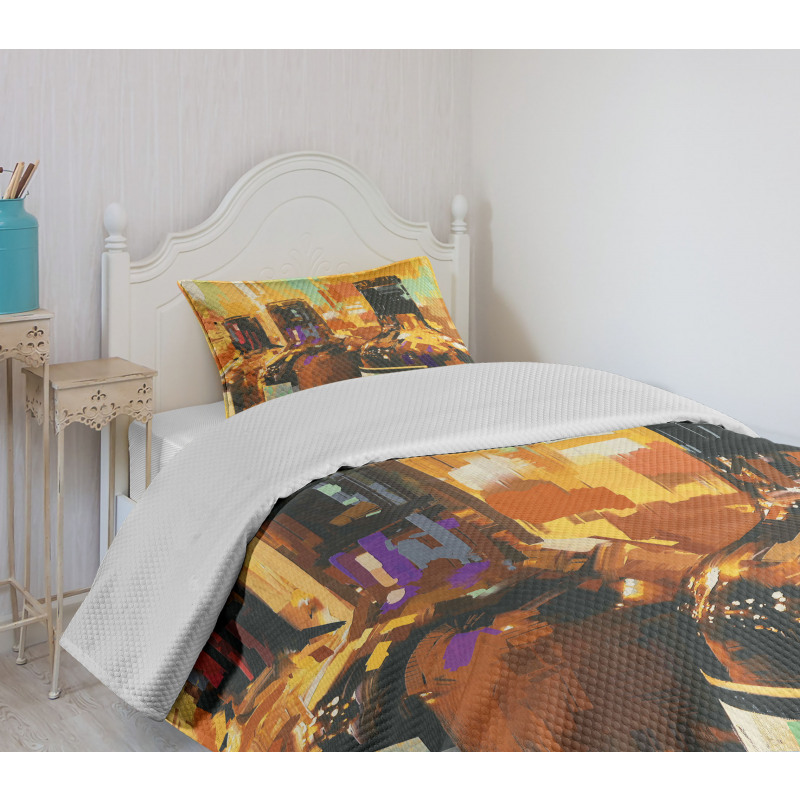 Bottles Brushstrokes Art Bedspread Set