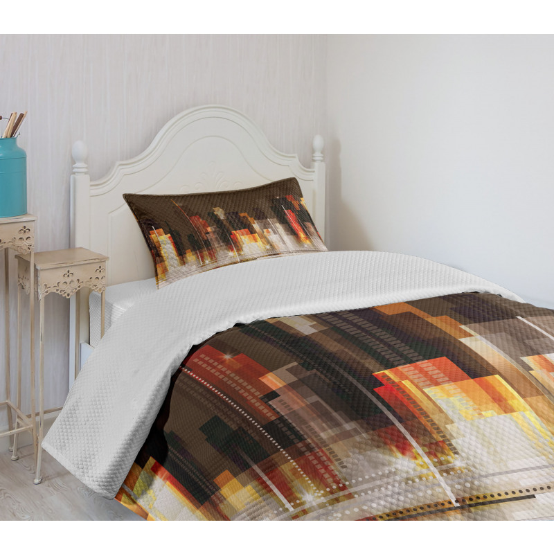 Abstract Urban Downtown Bedspread Set