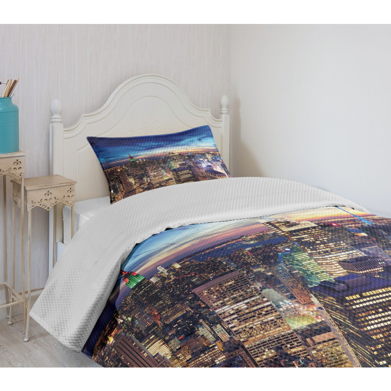 Buildings Midtown at Dusk Bedspread Set