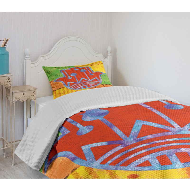 Colorful Frame Tribal Bedspread Set