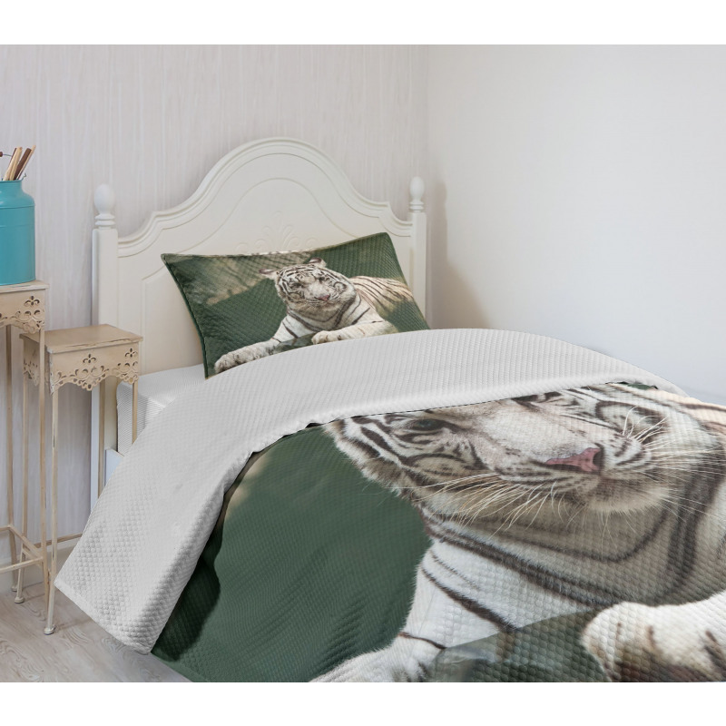 White Tiger Swimming Fun Bedspread Set