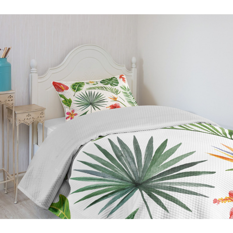 Heliconia Philodendron Bedspread Set